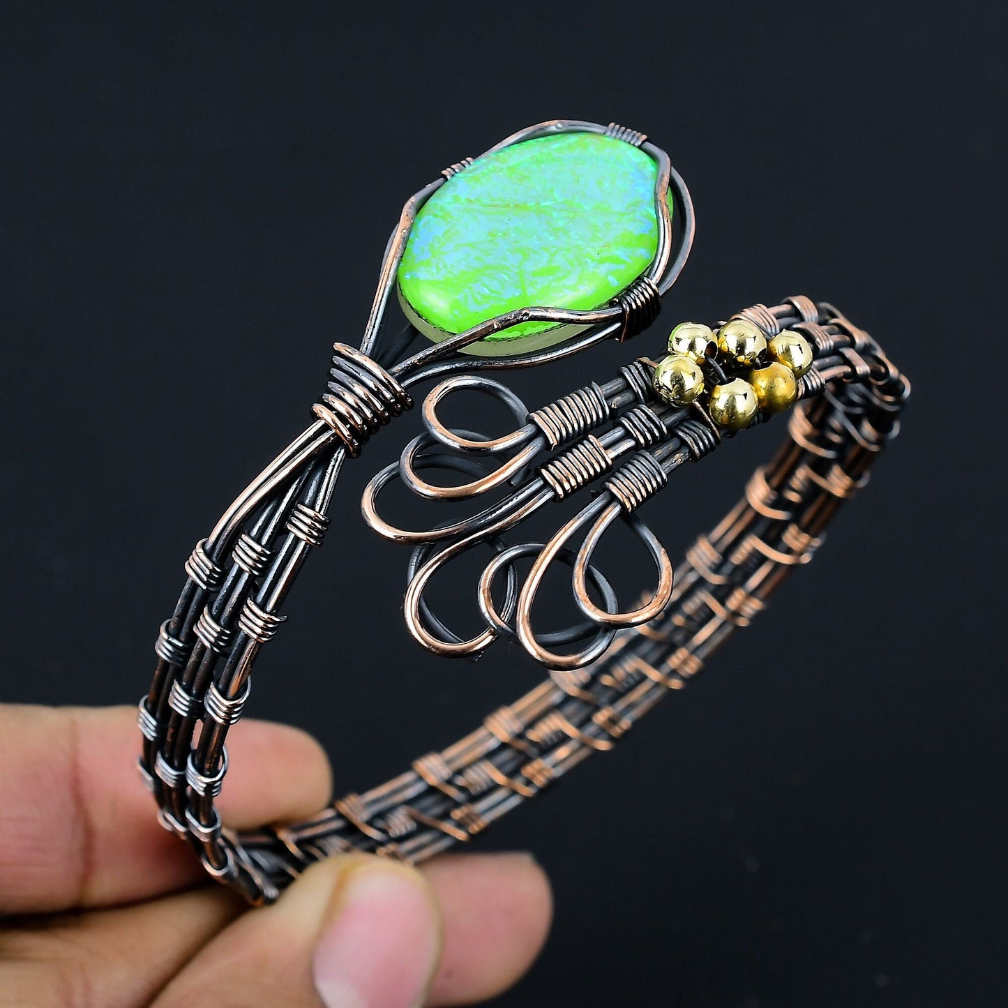 Blue Opal Gemstone Cuff Bracelet