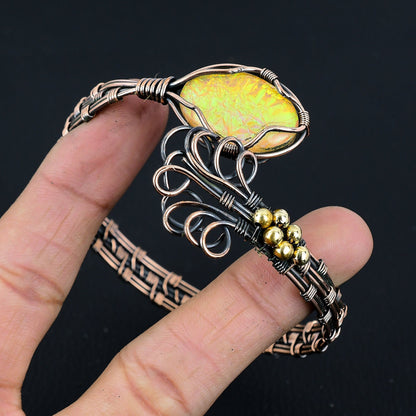 Blue Opal Gemstone Copper Cuff Bracelet