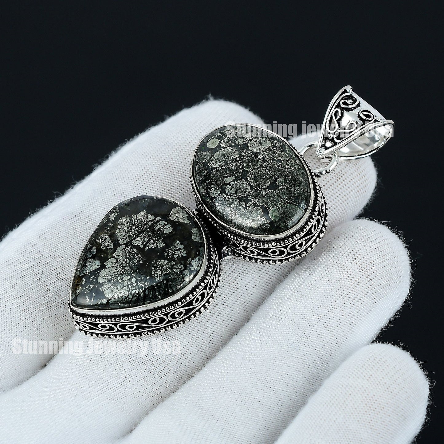 Silver Marcasite Gemstone Pendant