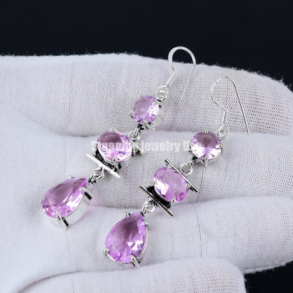 Pink Kunzite Gemstone Earrings