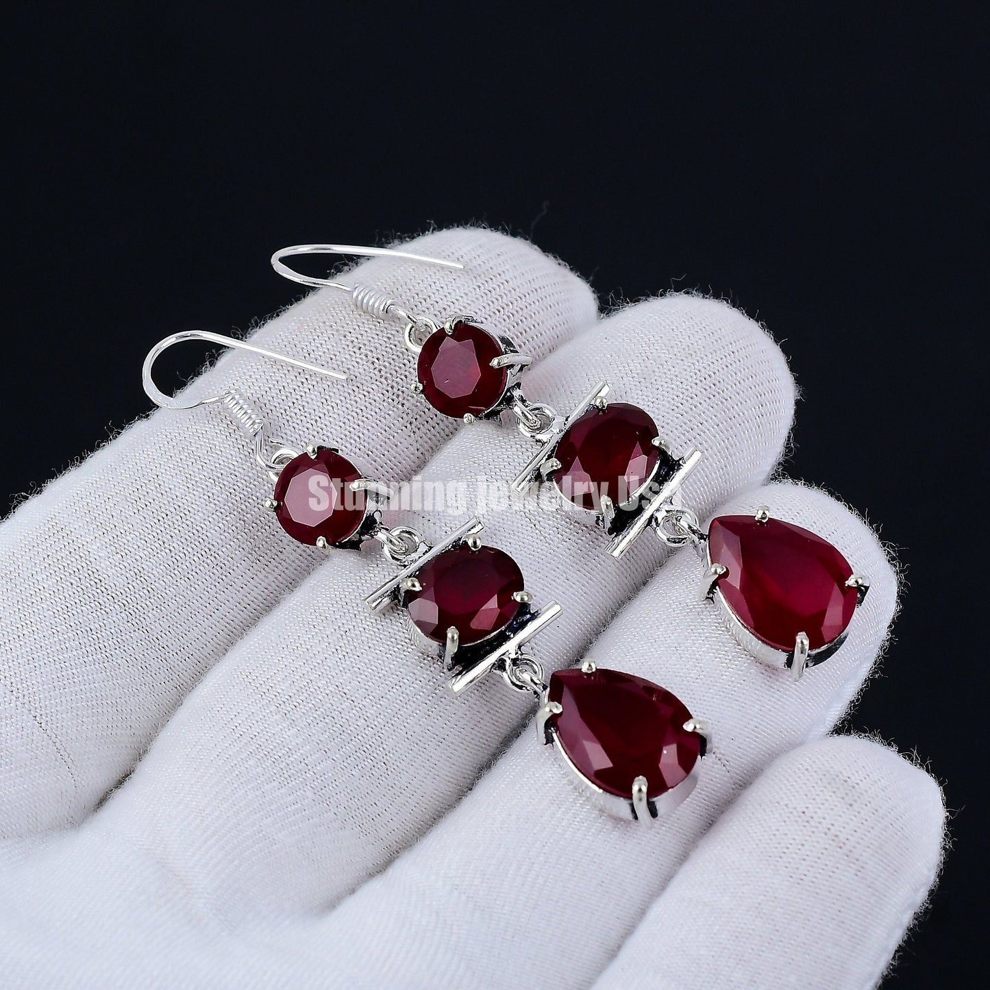 Red Garnet Gemstone Earrings