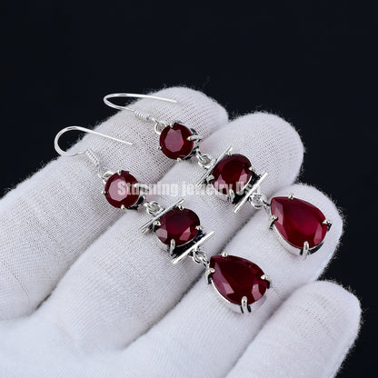 Red Garnet Gemstone Earrings