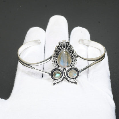 Blue Labradorite Gemstone Cuff Bangle