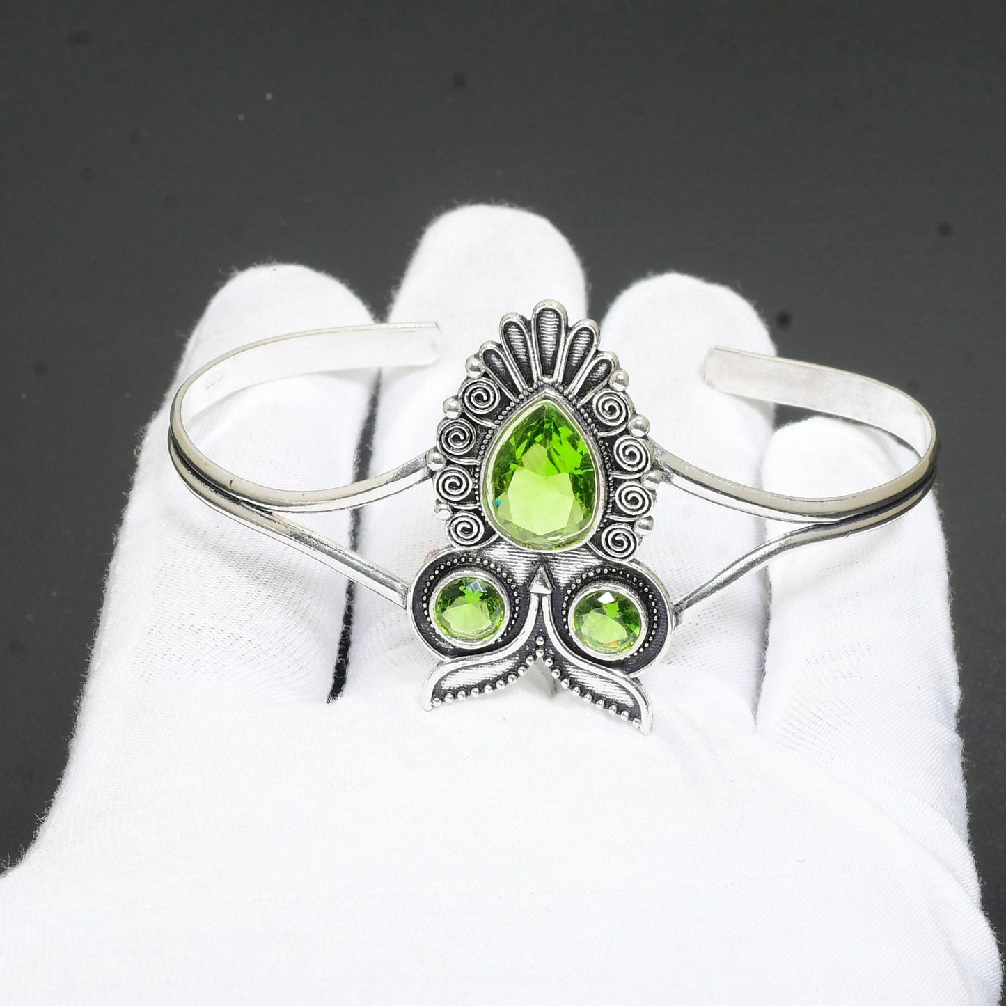 Green Peridot Gemstone Cuff