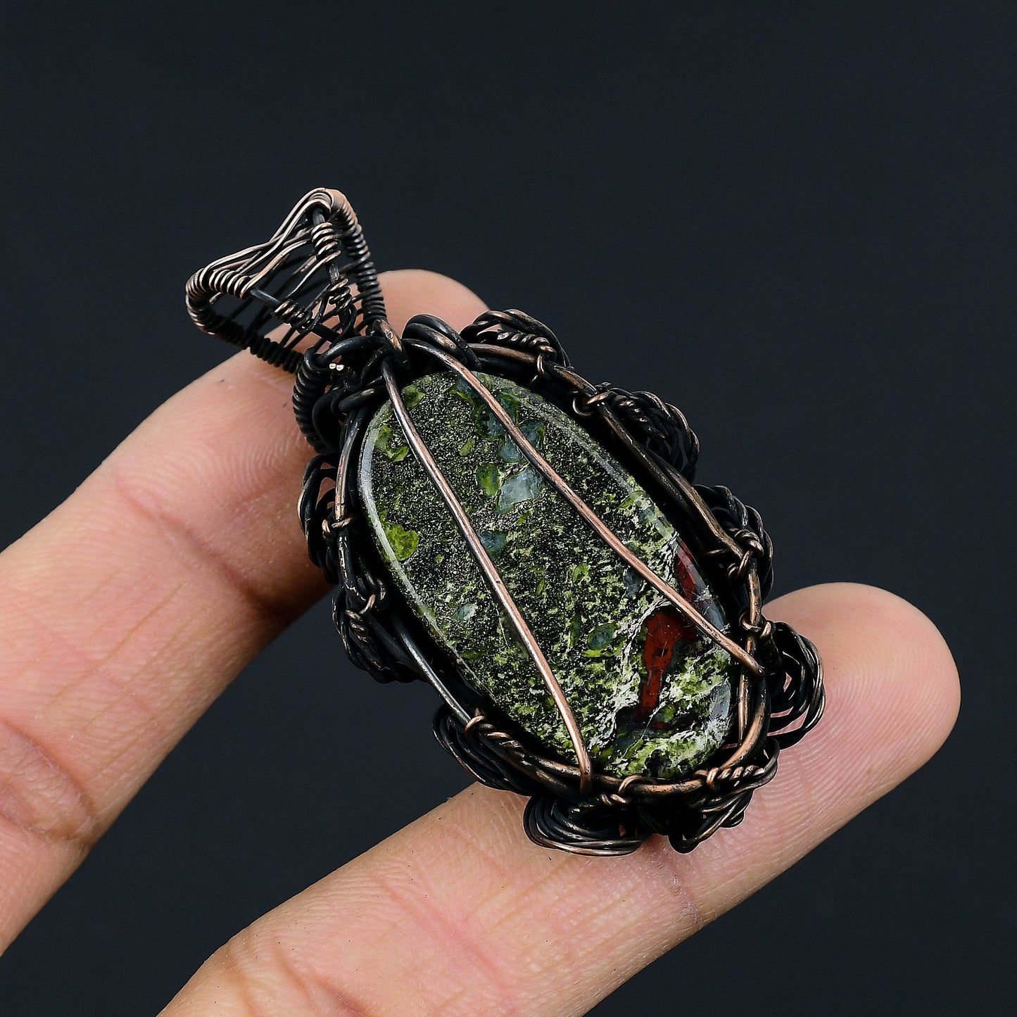 Green Bloodstone Gemstone Pendant