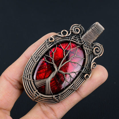Red Fire Labradorite Gemstone Pendant