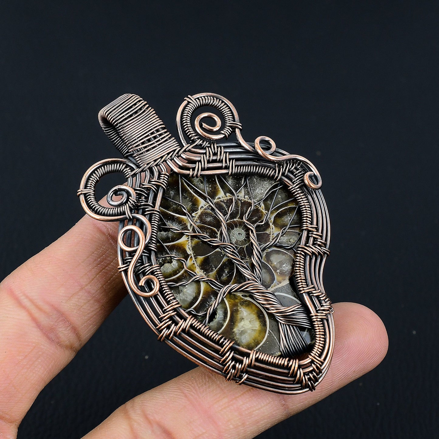 Brown Ammonite Gemstone Pendant