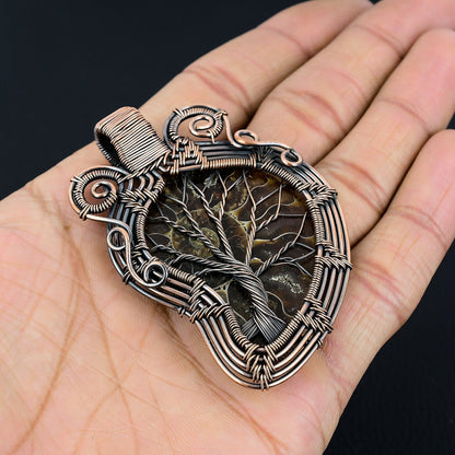 Copper Ammonite Gemstone Pendant