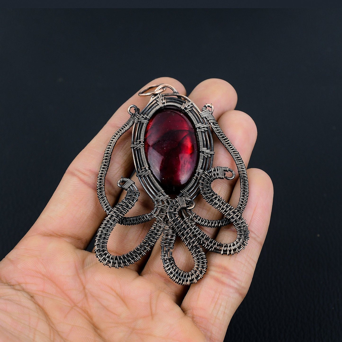 Red Flash Labradorite Gemstone Pendant