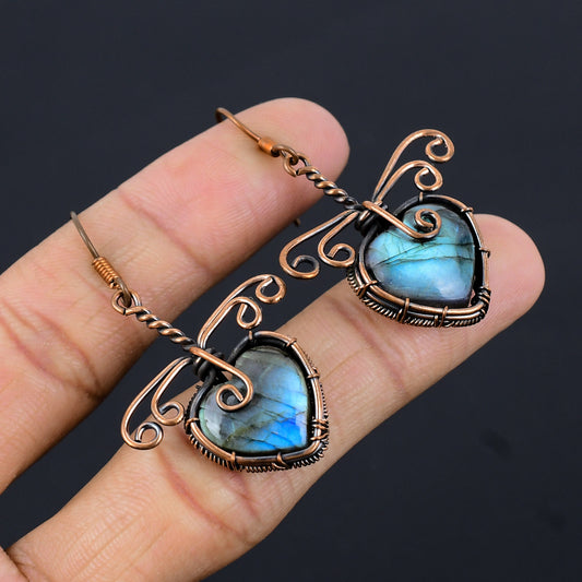 Copper Labradorite Gemstone Earrings