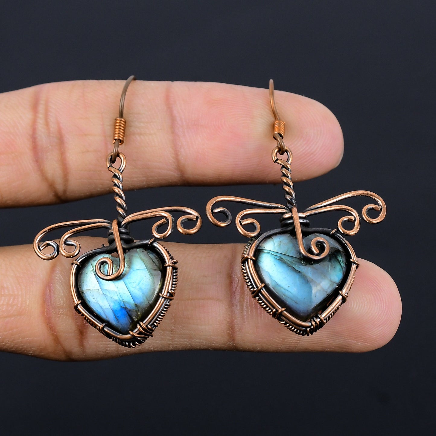 Copper Labradorite Gemstone Earrings