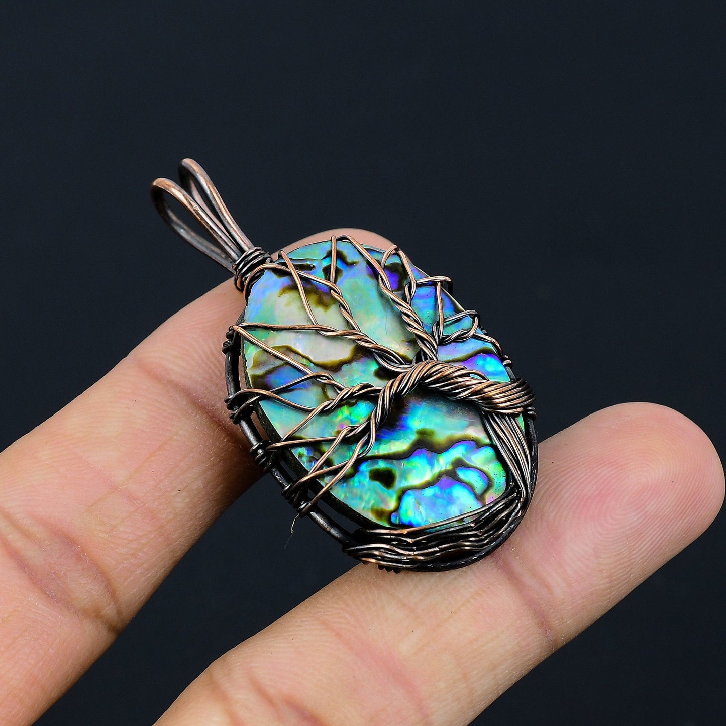 Blue-Green Abalone Gemstone Pendant