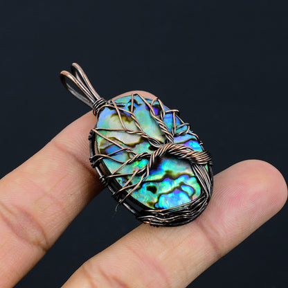 Blue-Green Abalone Gemstone Pendant
