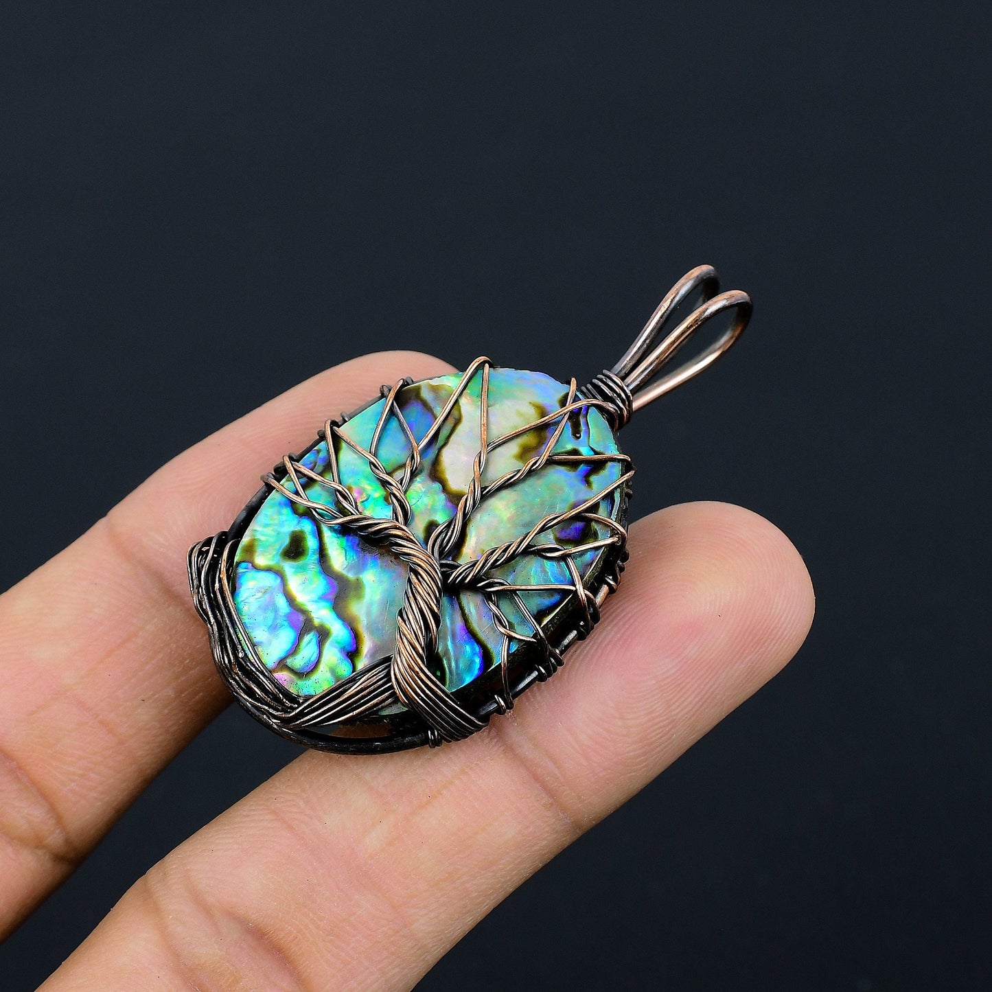 Blue-Green Abalone Gemstone Pendant