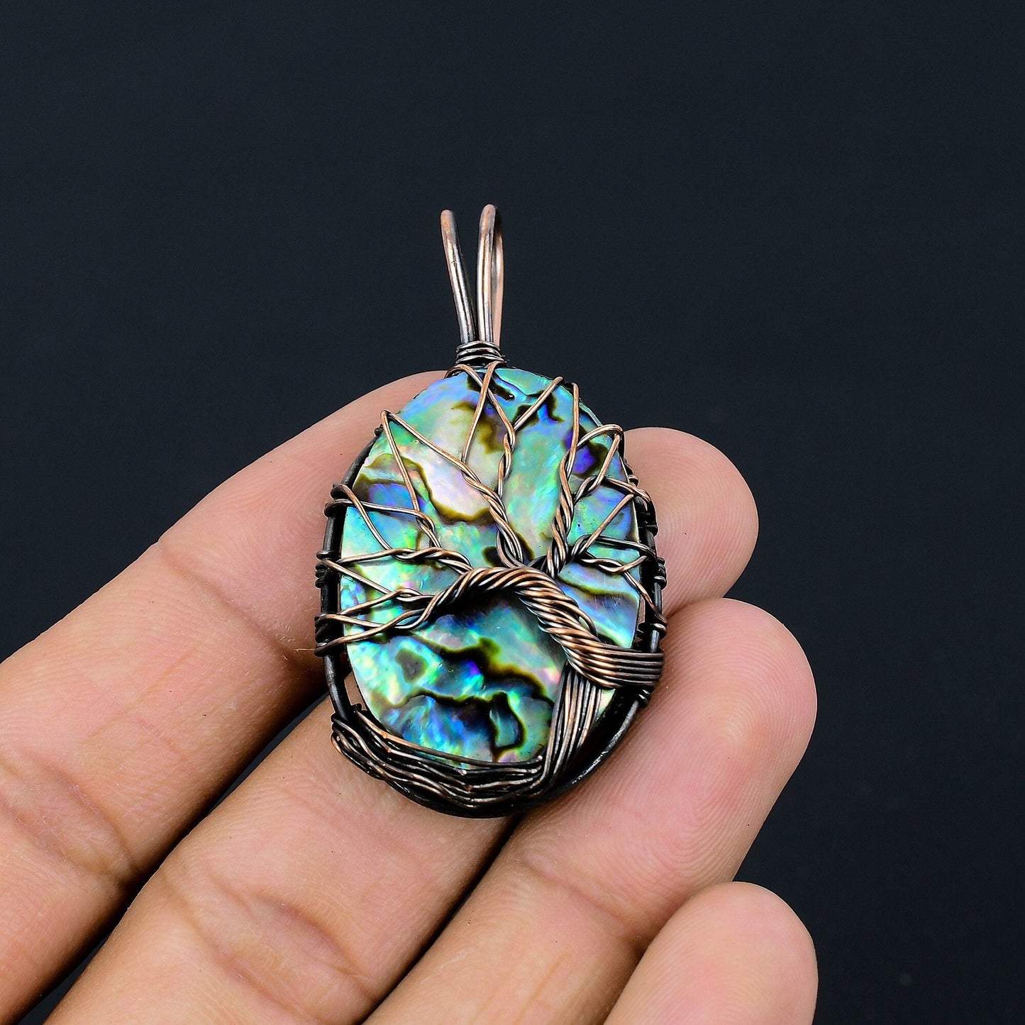 Blue-Green Abalone Gemstone Pendant
