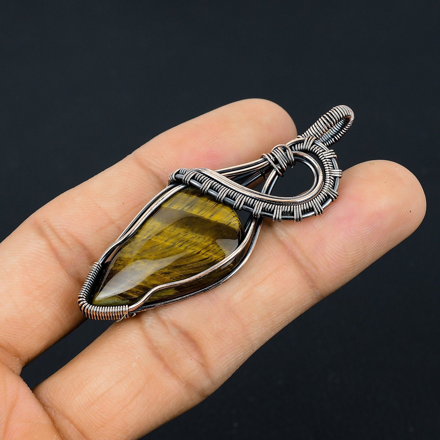 Golden Brown Tiger Eye Gemstone Pendant