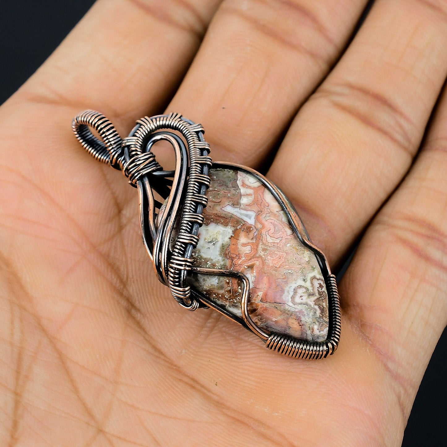 Multicolor Laguna Lace Agate Gemstone Pendant