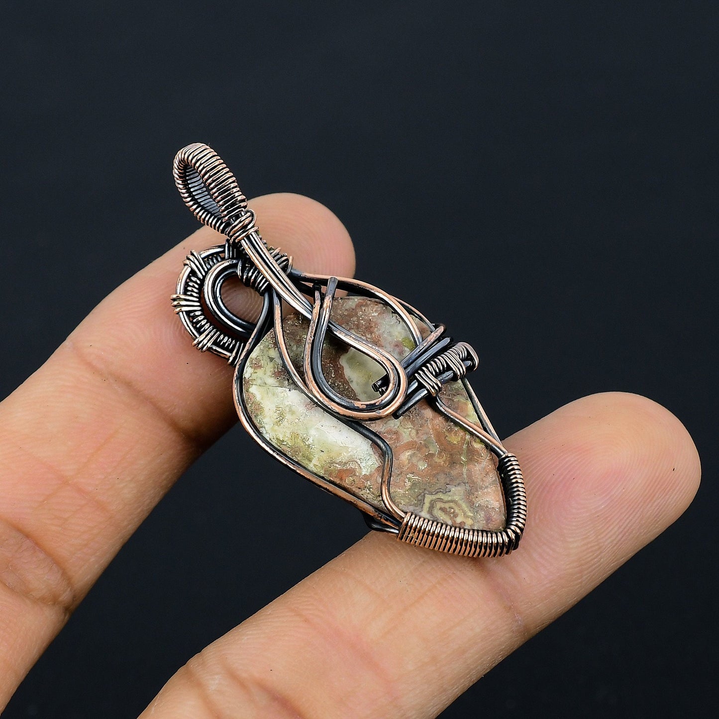 Multicolor Laguna Lace Agate Gemstone Pendant
