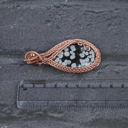 Black Snowflake Obsidian Gemstone Pendant