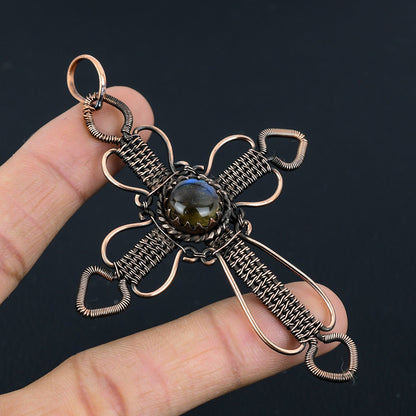 Blue Labradorite Gemstone Cross Pendant