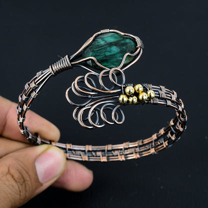 Green Emerald Gemstone Cuff Bracelet