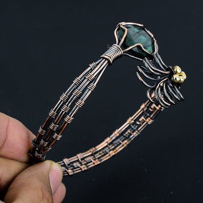 Green Emerald Gemstone Cuff Bracelet