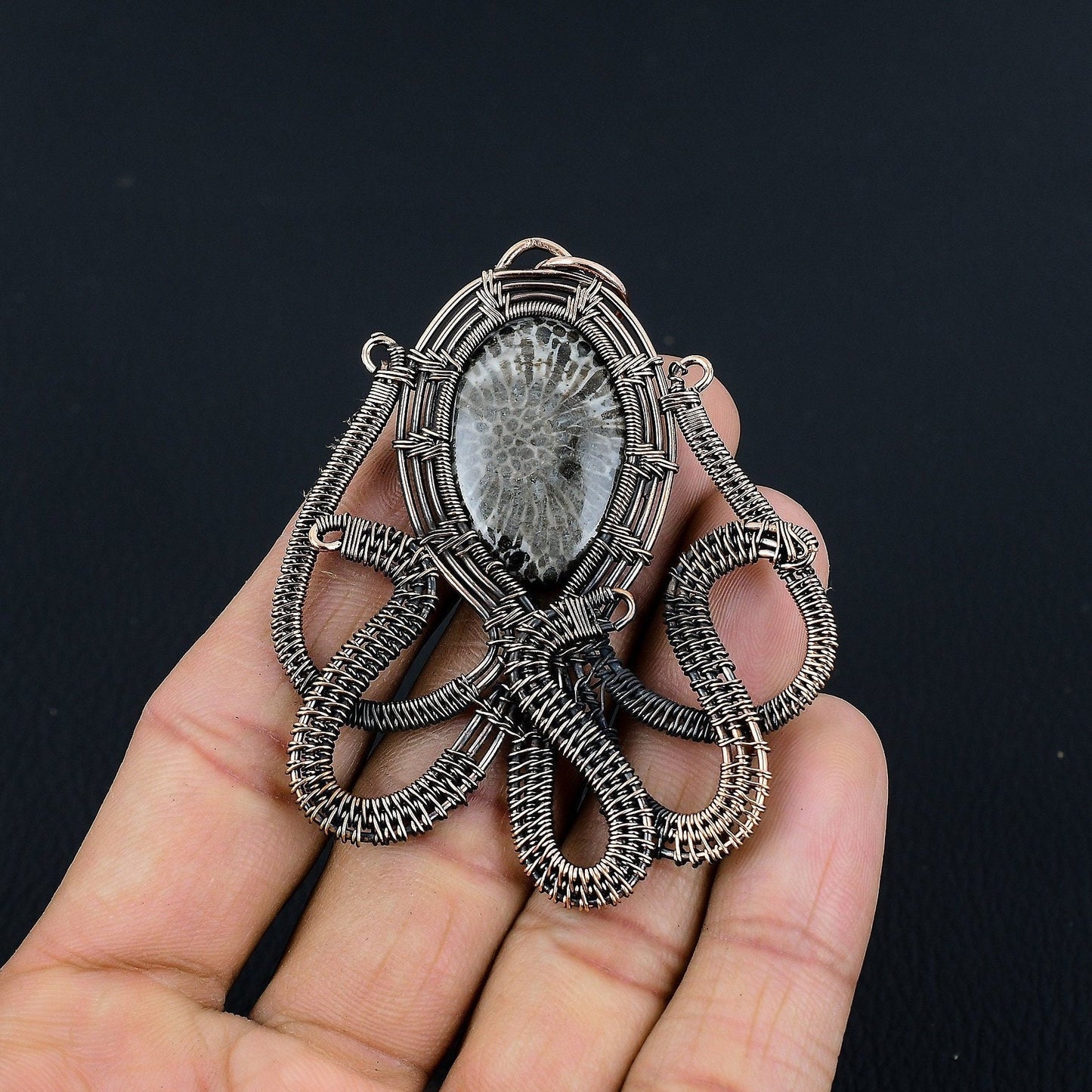 Black Stingray Coral Gemstone Pendant