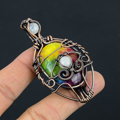 Rainbow Solar Quartz Evil Eye Gemstone Pendant