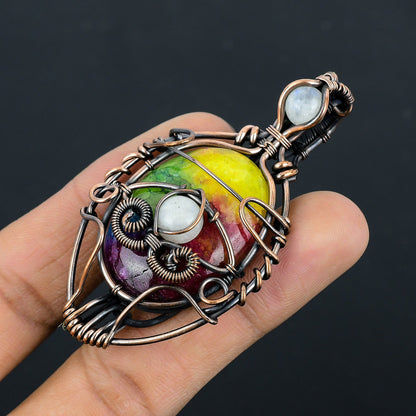 Rainbow Solar Quartz Evil Eye Gemstone Pendant