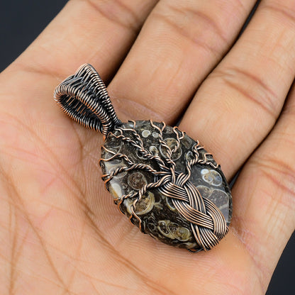 Copper Turritella Agate Gemstone Pendant