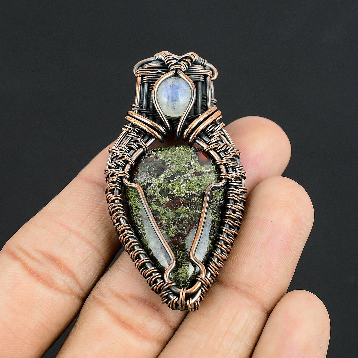 Green Dragon Blood Jasper Gemstone Pendant