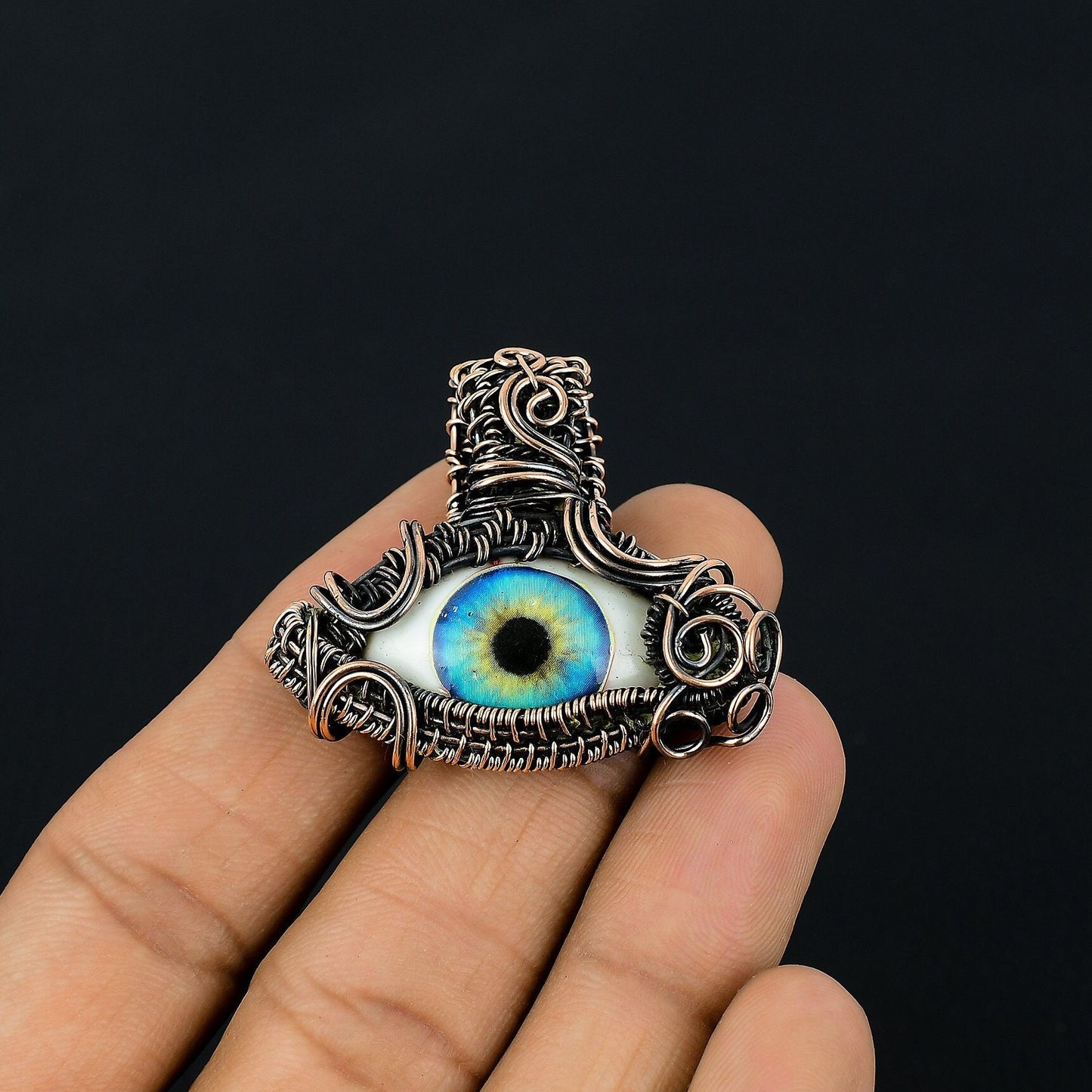 Dual Blue Eye Gemstone Pendant