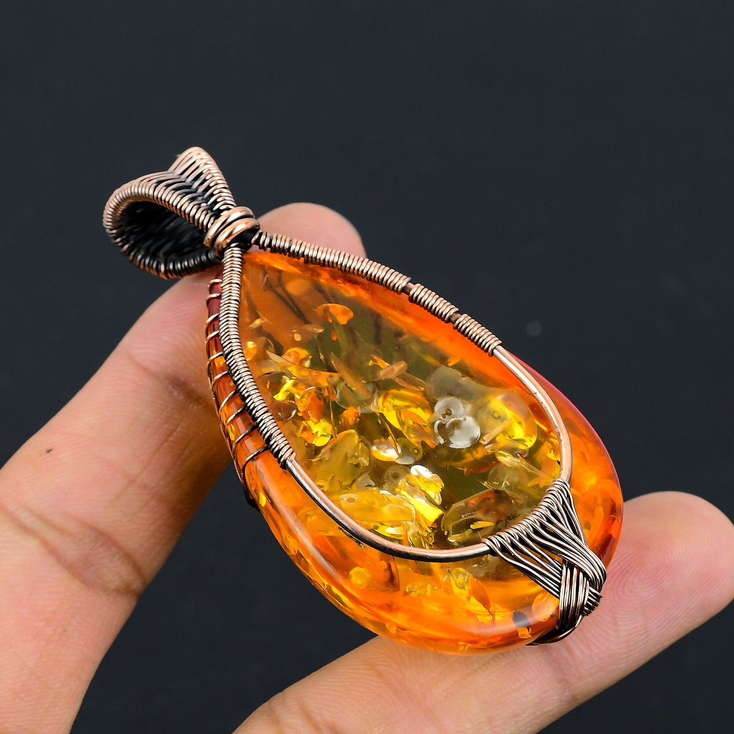 Amber Gemstone Tree of Life Pendant