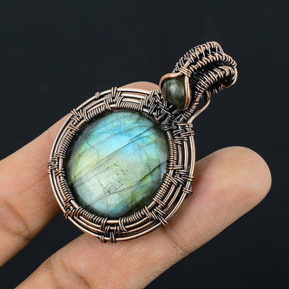 Blue-Green Labradorite Gemstone Pendant