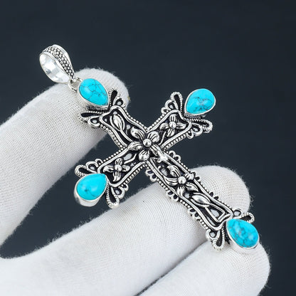 Turquoise Gemstone Cross Pendant