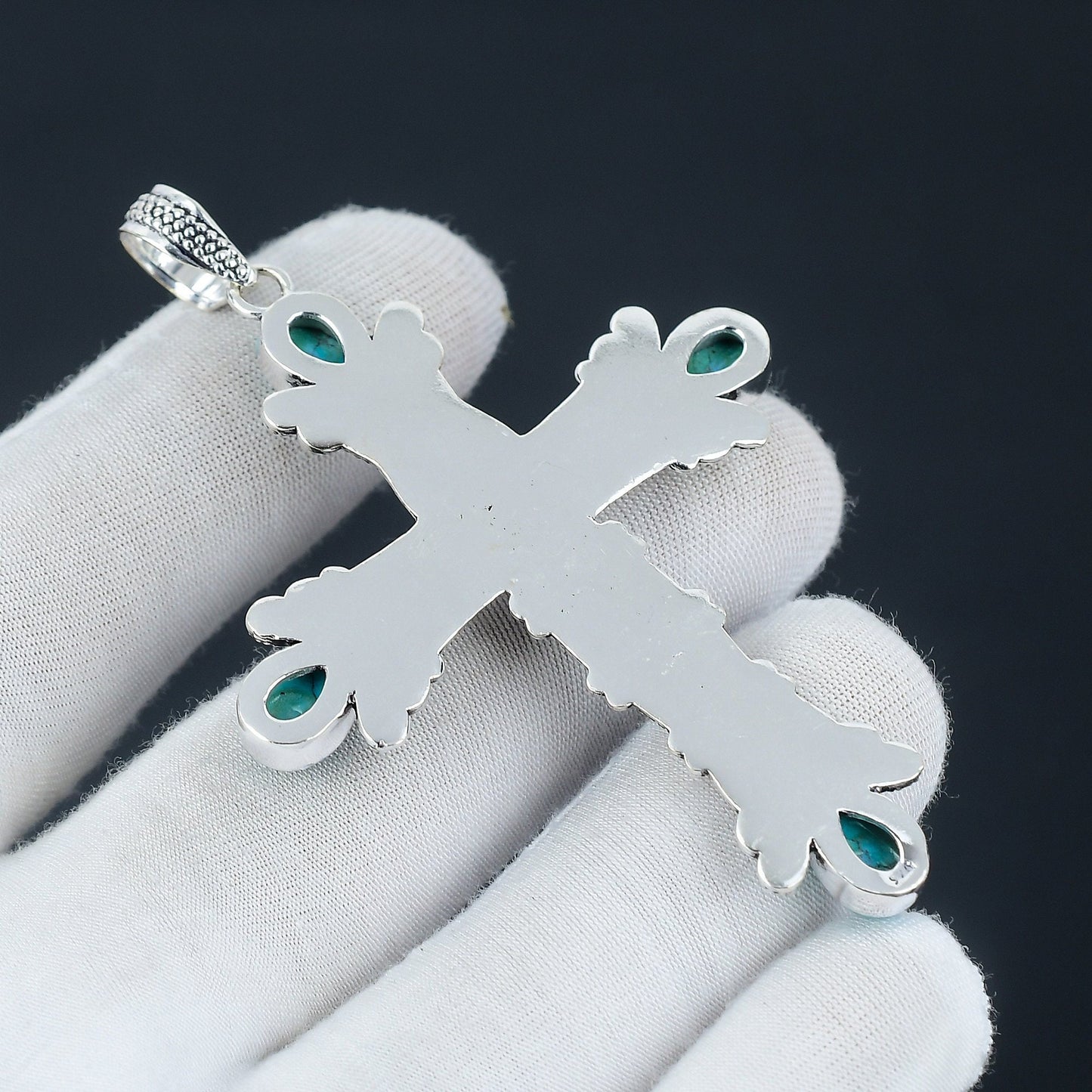 Turquoise Gemstone Cross Pendant