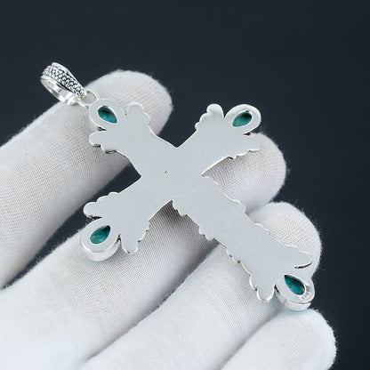 Turquoise Gemstone Cross Pendant