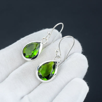 Green Peridot Gemstone Earrings