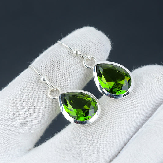 Green Peridot Gemstone Earrings