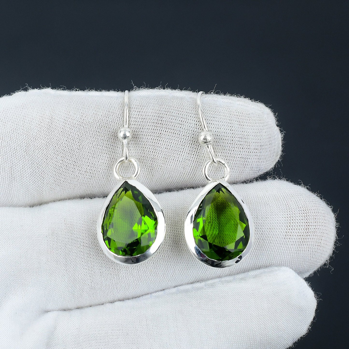Green Peridot Gemstone Earrings
