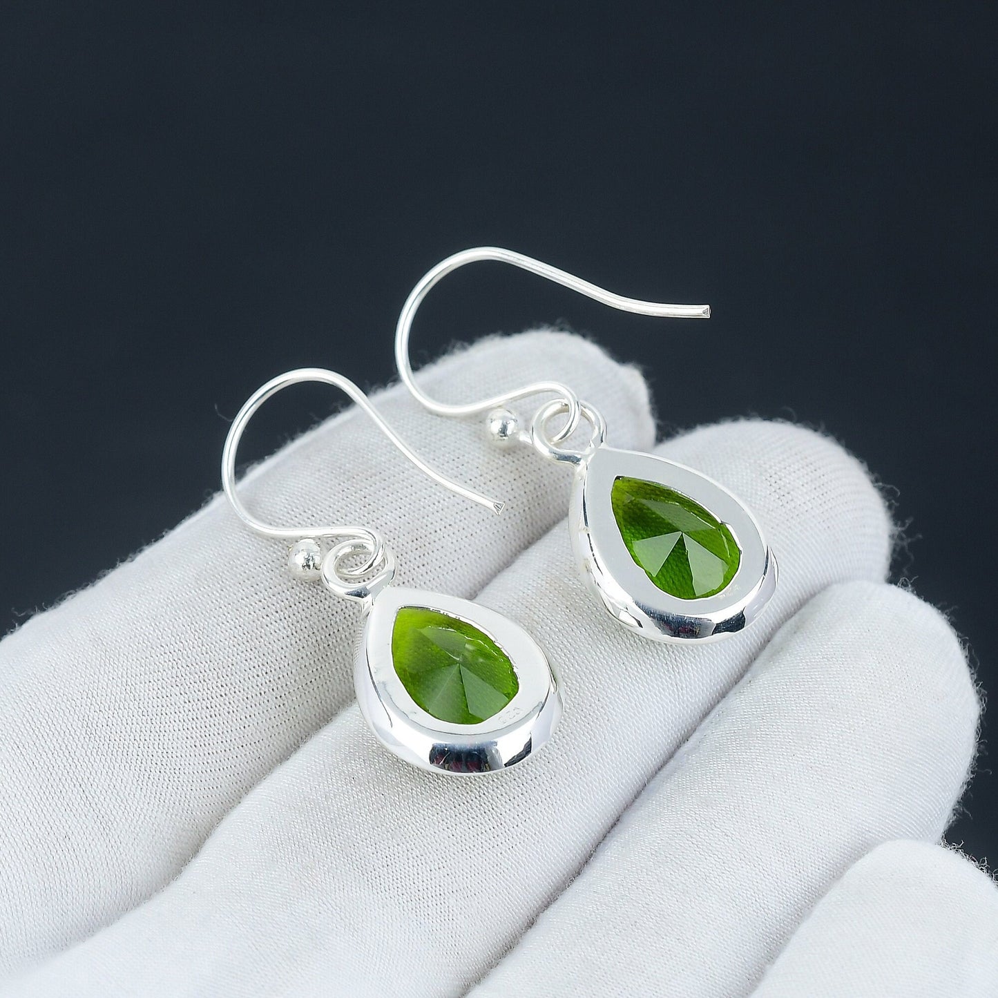 Green Peridot Gemstone Earrings