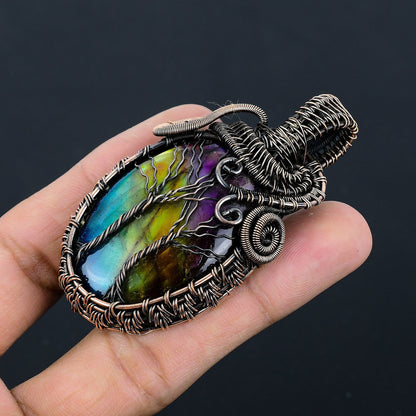 Multi-Fire Labradorite Gemstone Pendant