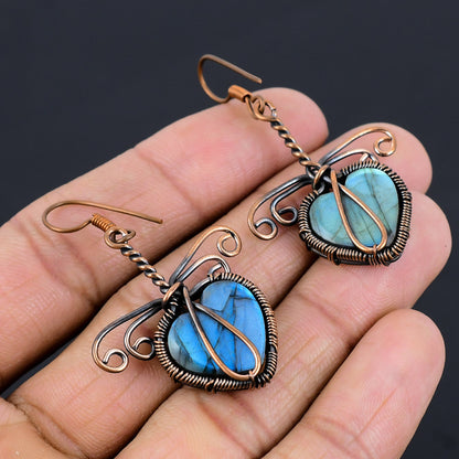 Copper Labradorite Gemstone Earrings