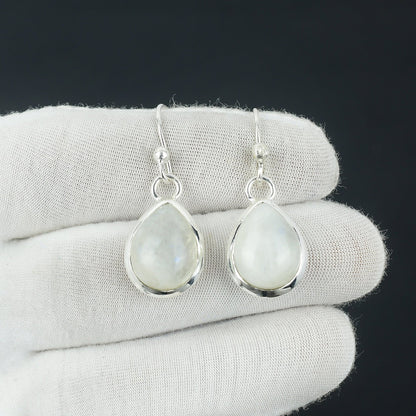 Sterling Silver Rainbow Moonstone Earrings