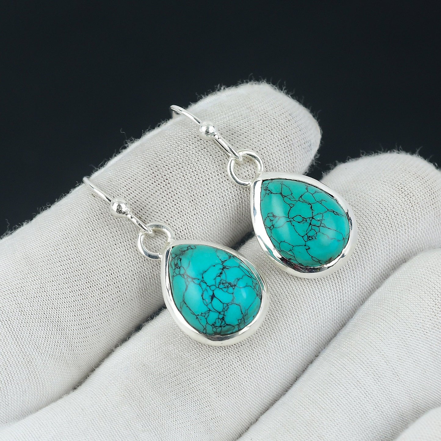 Turquoise Gemstone Sterling Silver Earrings