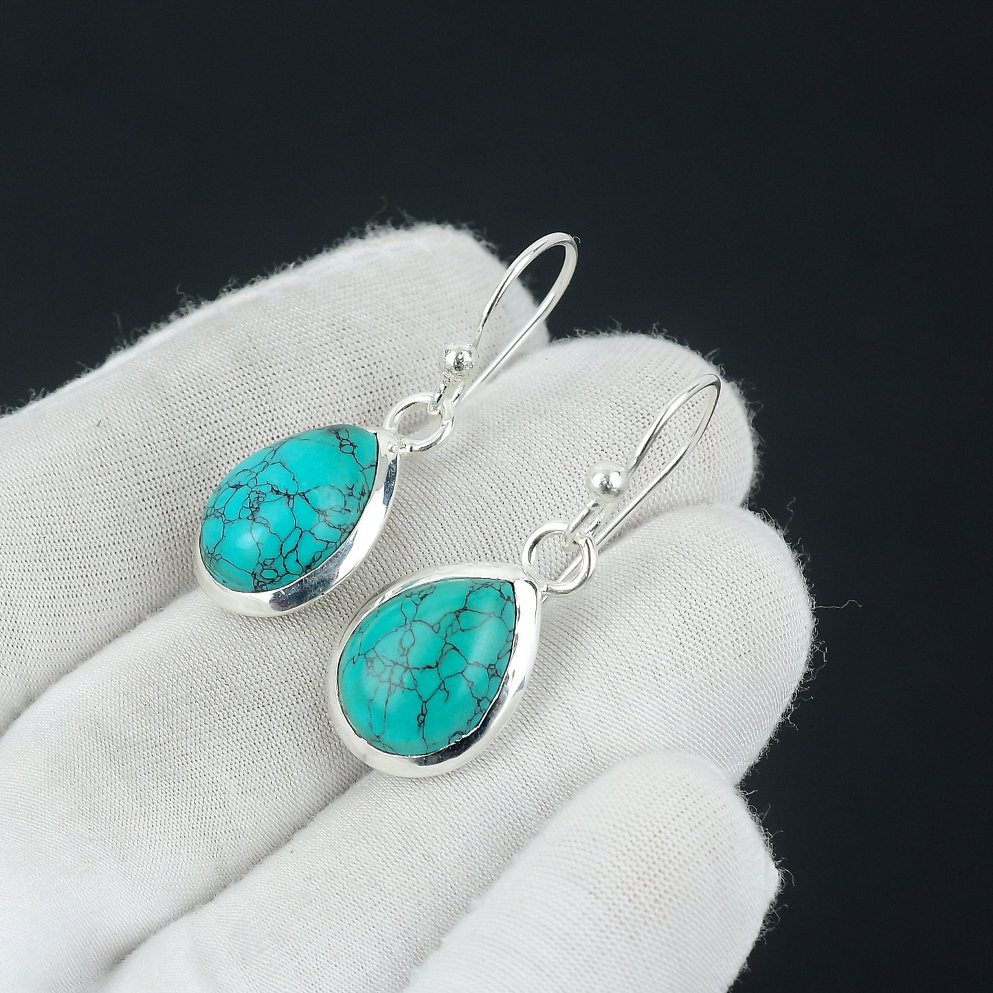 Turquoise Gemstone Sterling Silver Earrings