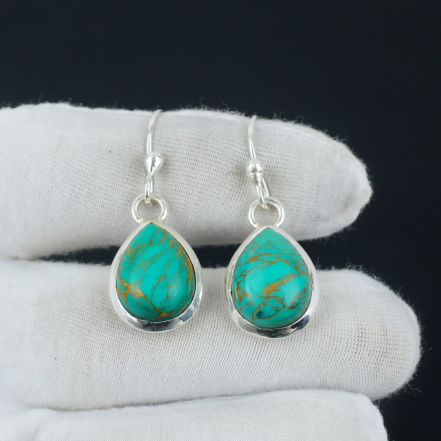 Turquoise Blue Gemstone Sterling Silver Earrings