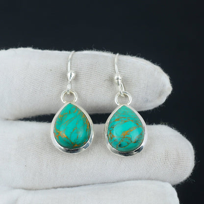 Turquoise Blue Gemstone Sterling Silver Earrings