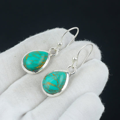 Turquoise Blue Gemstone Sterling Silver Earrings