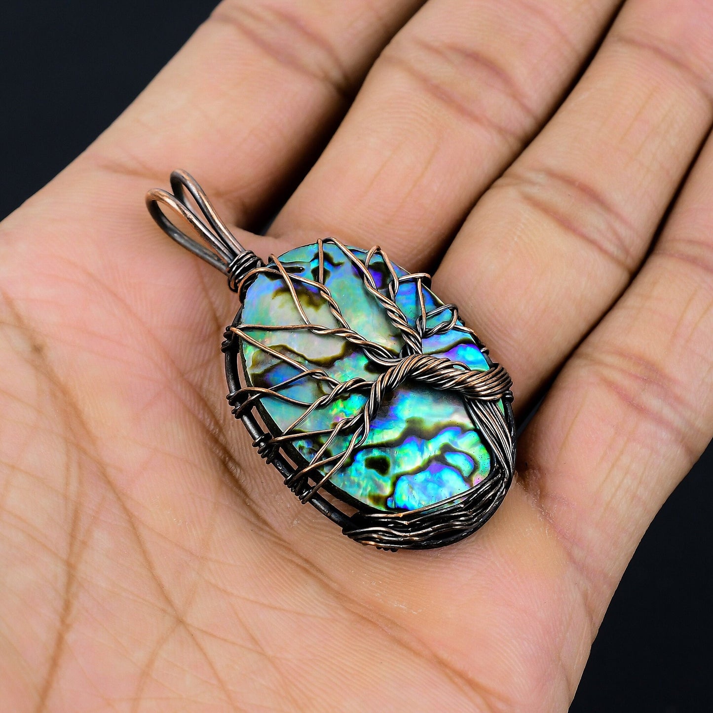 Blue-Green Abalone Gemstone Pendant